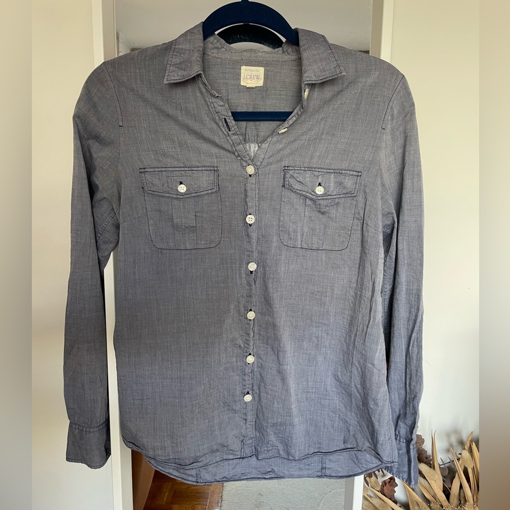 J Crew Chambray Button Up Top
